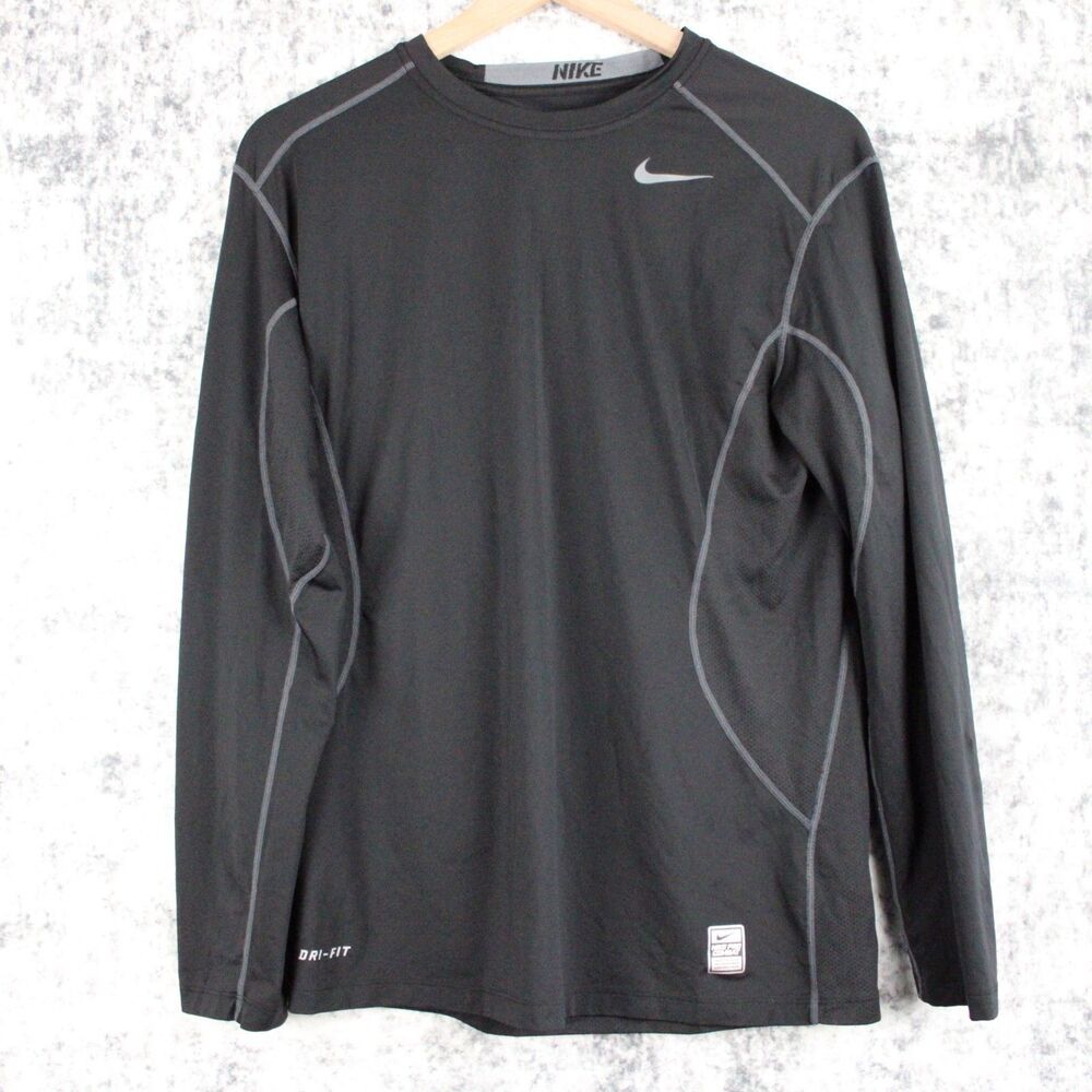 Nike Pro Combat Dri-FIT Shirt Mens M Black Fitted Long Sleeve 449788-012